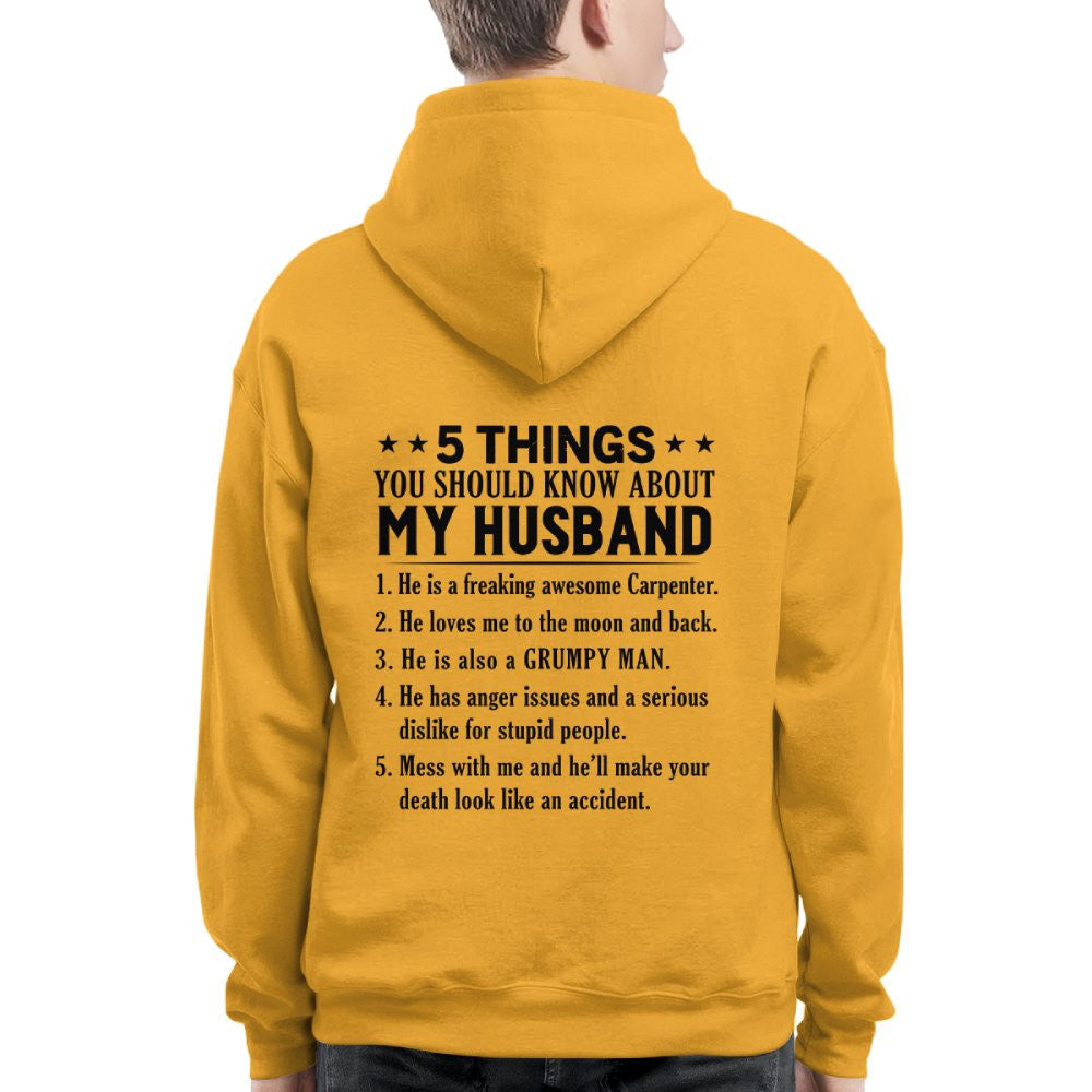 5 Things You Should Know About My Husband Carpenter Apparel - Funny Gift T-Shirt, Hoodie & More - grunx260804-0022