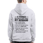 5 Things You Should Know About My Husband Heavy Equipment Operator Apparel - Funny Gift T-Shirt, Hoodie & More - grunx260804-0023