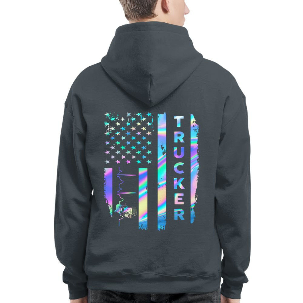 American Flag Holographic - Trucker Pride T-Shirt Hoodie & More - grunx260804-0151