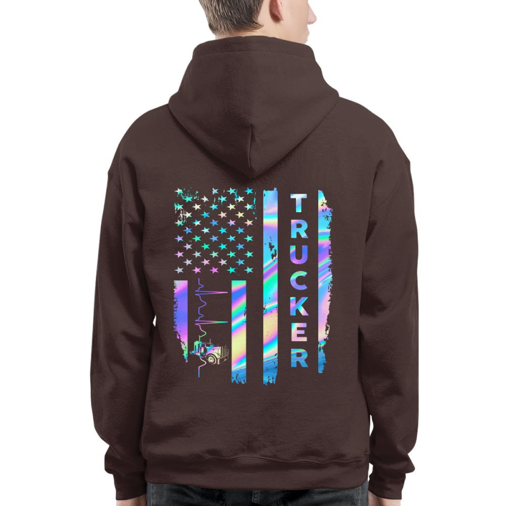 American Flag Holographic - Trucker Pride T-Shirt Hoodie & More - grunx260804-0151