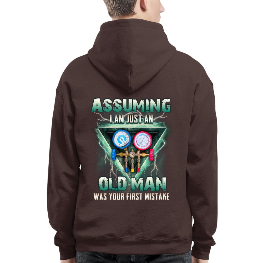 Assuming I'm Just An Old Man HVAC Apparel - Gauge Tool T-Shirt Hoodie & More - grunx260804-0220