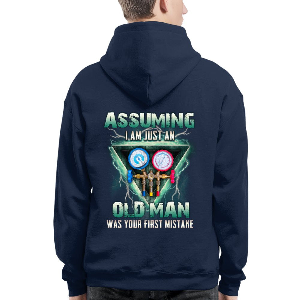 Assuming I'm Just An Old Man HVAC Apparel - Gauge Tool T-Shirt Hoodie & More - grunx260804-0220