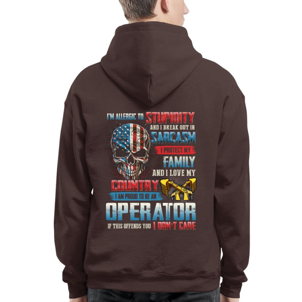Allergic To Stupidity Operator Apparel - Patriotic Skull T-Shirt, Hoodie & More - grunx260804-0090
