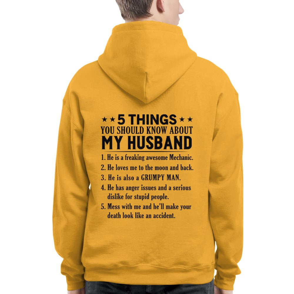 5 Things You Should Know About My Husband Mechanic Apparel - Funny Gift T-Shirt, Hoodie & More - grunx260804-0024