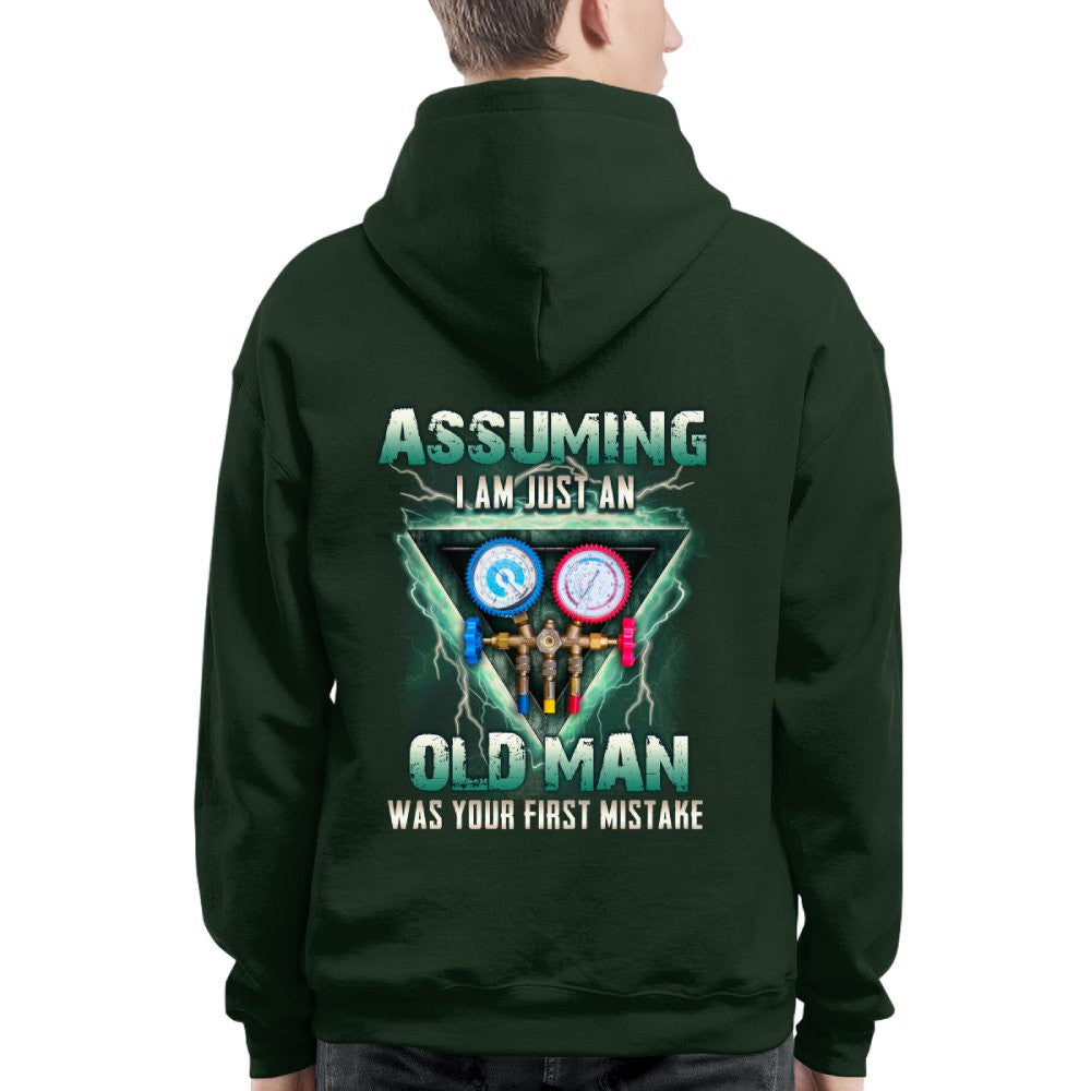 Assuming I'm Just An Old Man HVAC Apparel - Gauge Tool T-Shirt Hoodie & More - grunx260804-0220