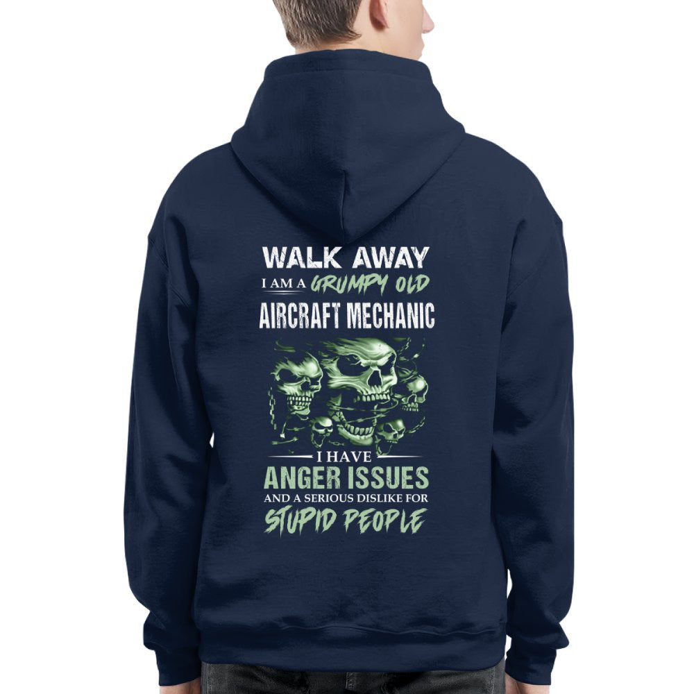 Grumpy Anger Issues - Aircraft Mechanic Skull Warning T-Shirt, Hoodie & More - grunx260804-0178
