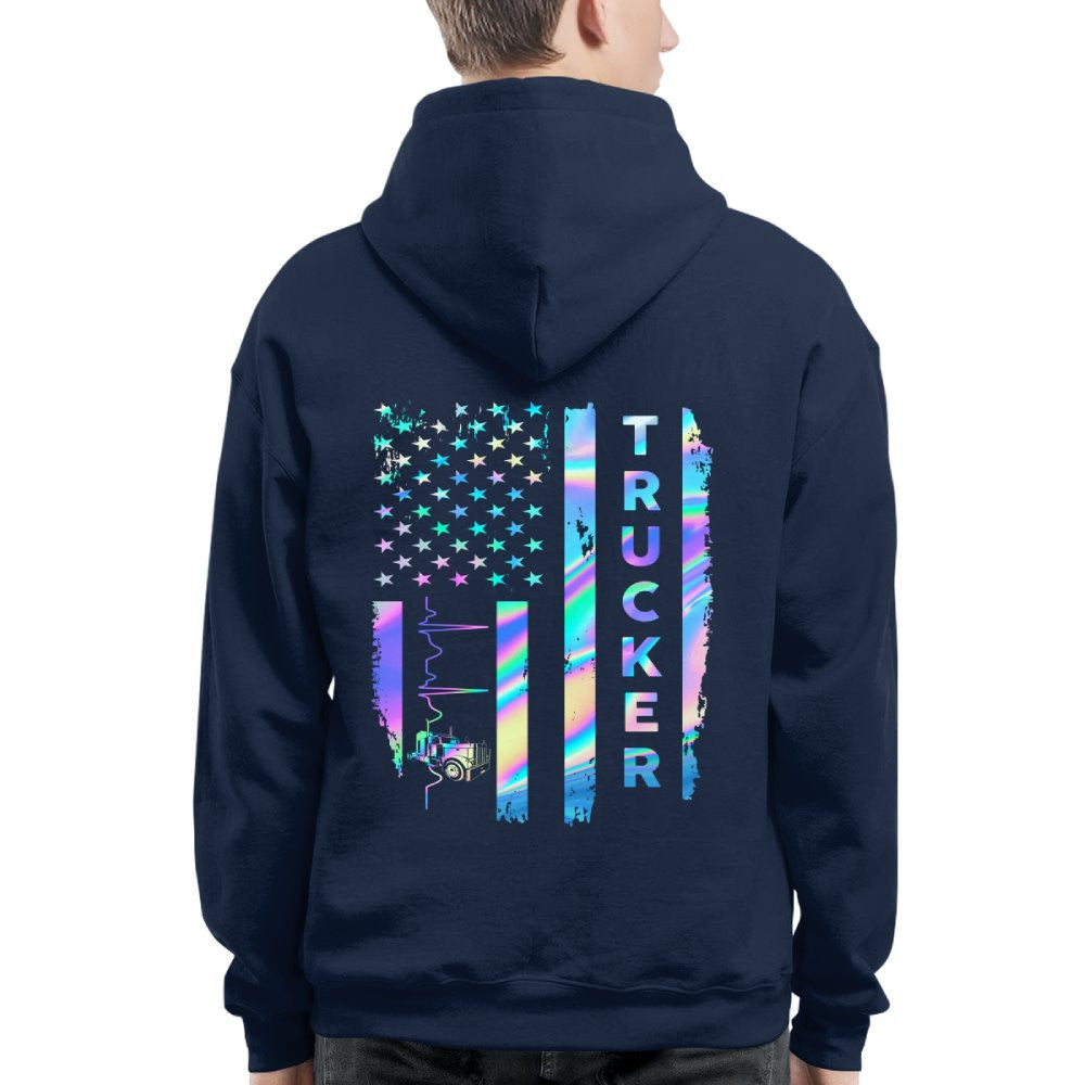 American Flag Holographic - Trucker Pride T-Shirt Hoodie & More - grunx260804-0151