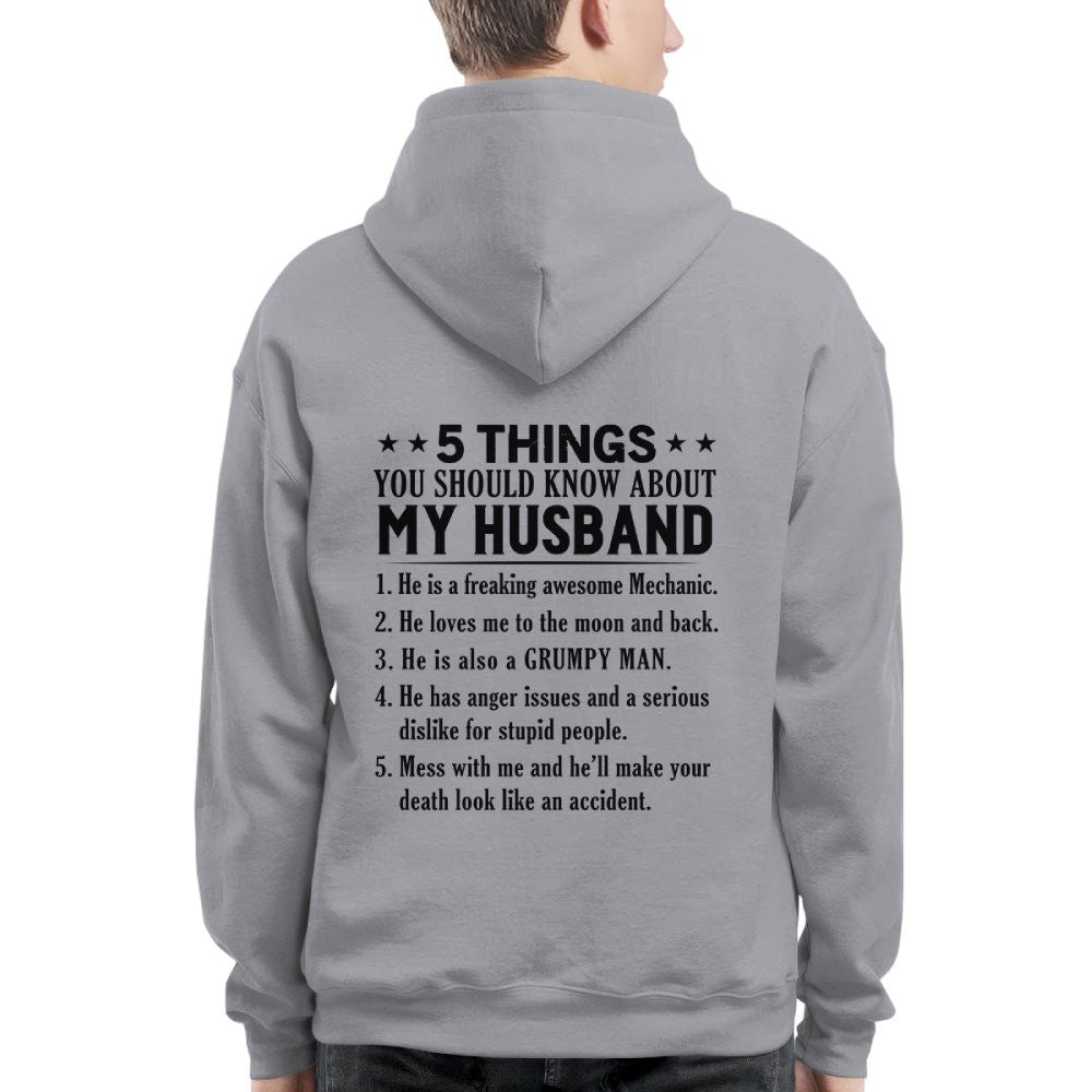 5 Things You Should Know About My Husband Mechanic Apparel - Funny Gift T-Shirt, Hoodie & More - grunx260804-0024