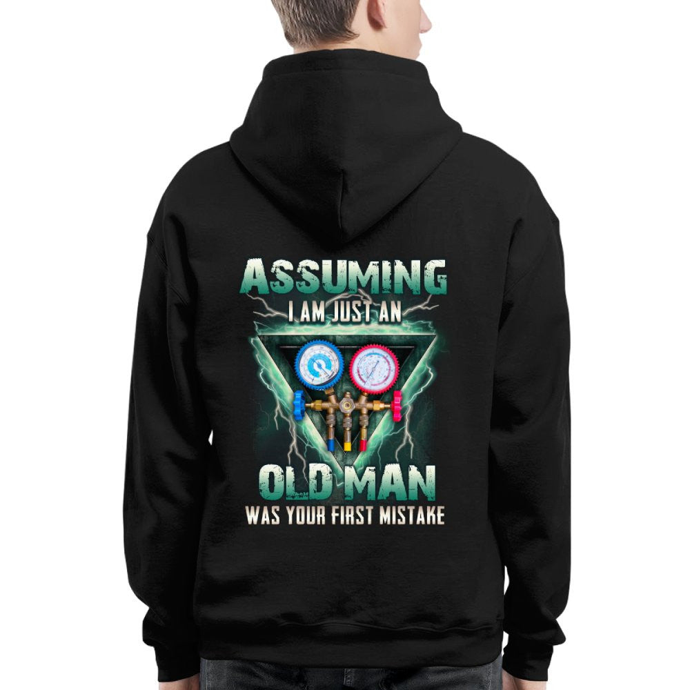 Assuming I'm Just An Old Man HVAC Apparel - Gauge Tool T-Shirt Hoodie & More - grunx260804-0220