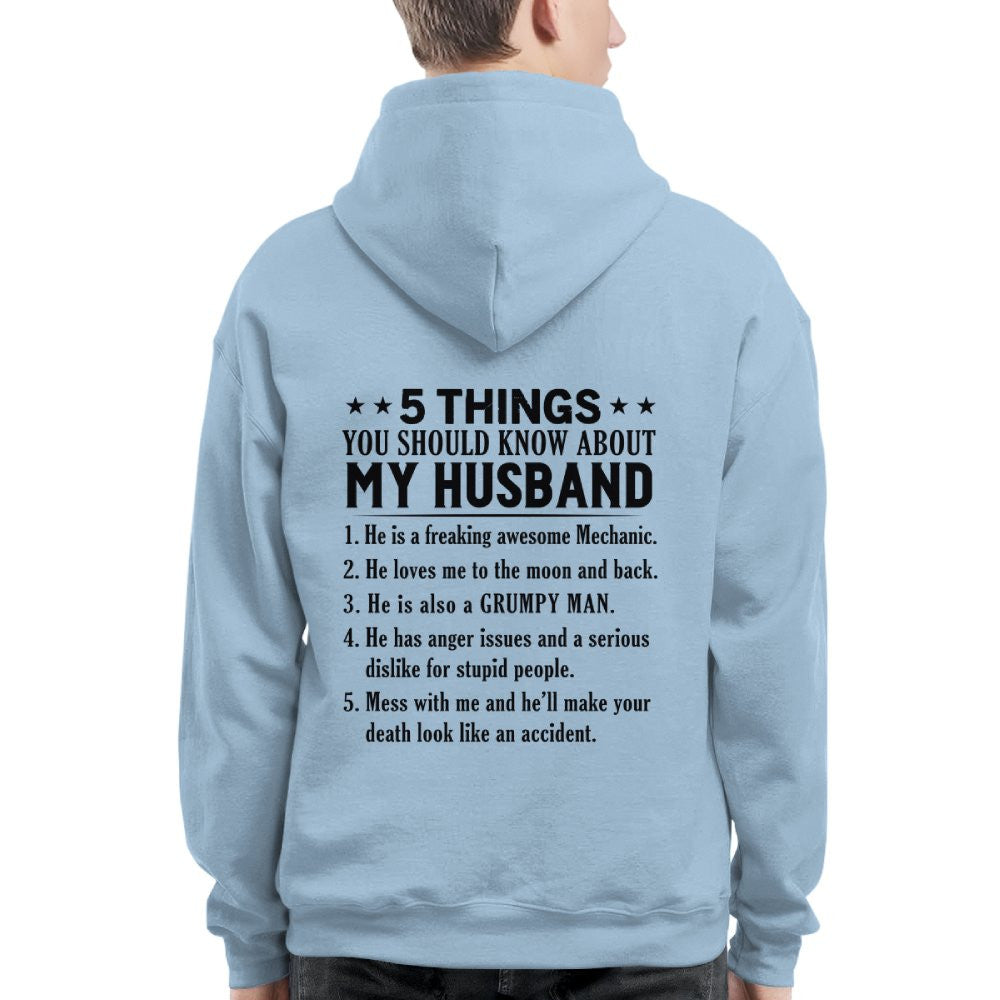 5 Things You Should Know About My Husband Mechanic Apparel - Funny Gift T-Shirt, Hoodie & More - grunx260804-0024