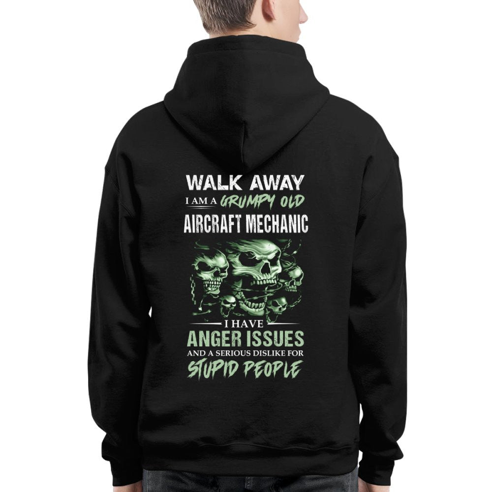 Grumpy Anger Issues - Aircraft Mechanic Skull Warning T-Shirt, Hoodie & More - grunx260804-0178