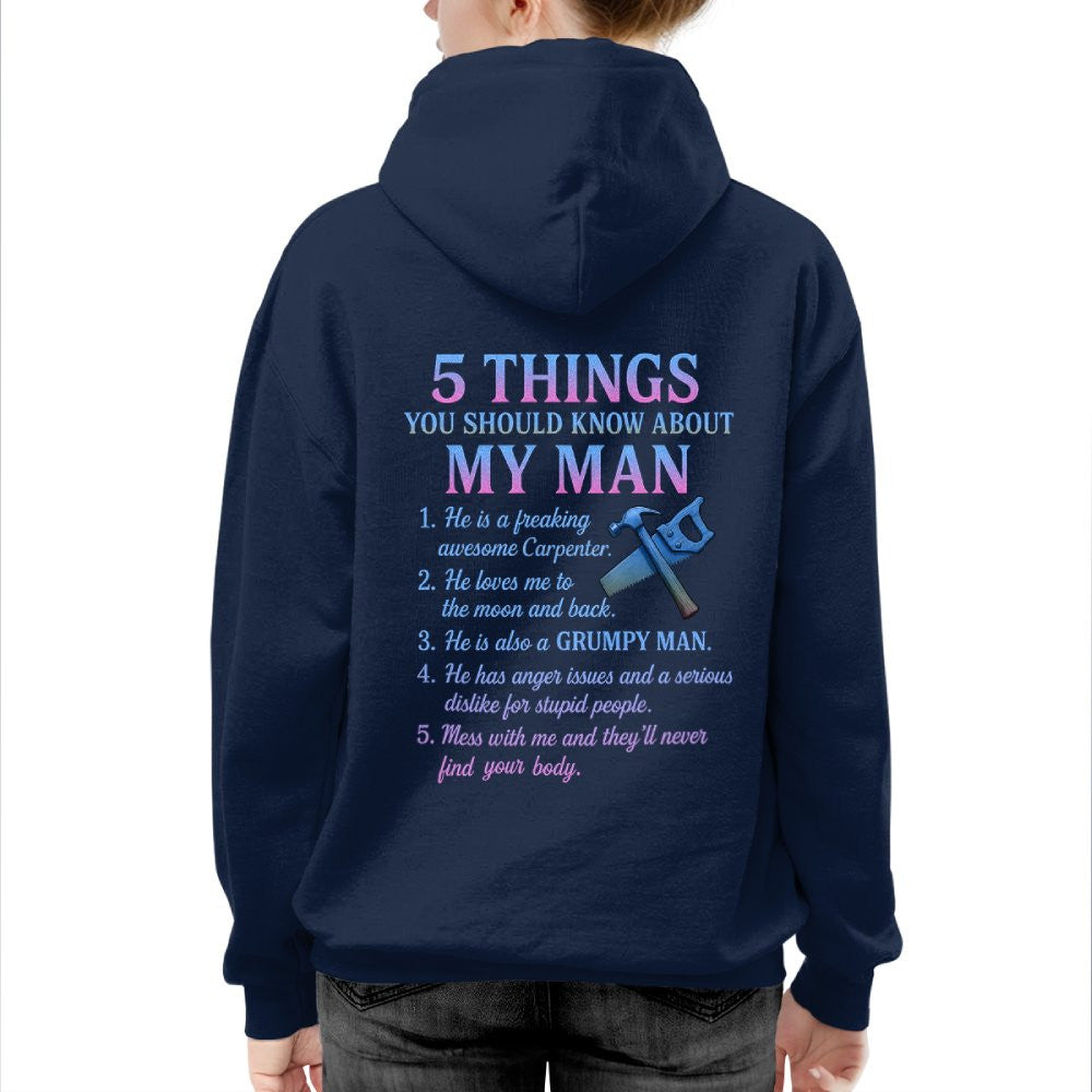 5 Things About My Man - Funny Carpenter T-Shirt, Hoodie & More - grunx260804-0003