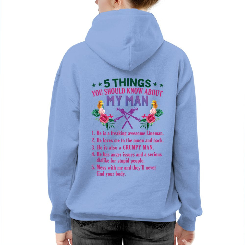 5 Things You Should Know - Lineman Husband Humor T-Shirt, Hoodie & More - grunx260804-0043