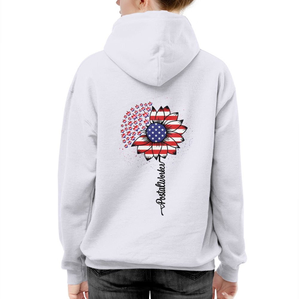 American Flag Flower Postal Worker Apparel - Patriotic T-Shirt, Hoodie & More - grunx260804-0149
