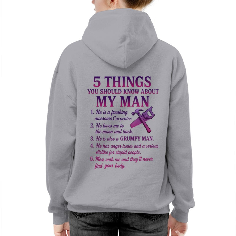 5 Things About My Carpenter Man Apparel - Funny Relationship T-Shirt, Hoodie & More - grunx260804-0001