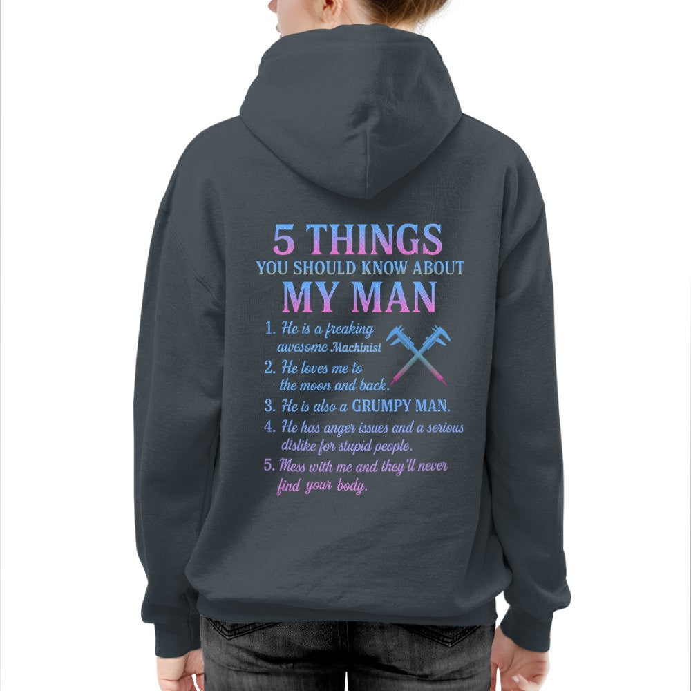5 Things About My Machinist Man - Funny Love Quote T-Shirt, Hoodie & More - grunx260804-0002