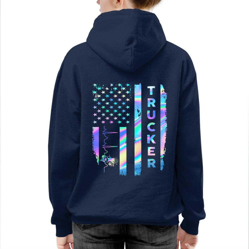 American Flag Holographic - Trucker Pride T-Shirt Hoodie & More - grunx260804-0151