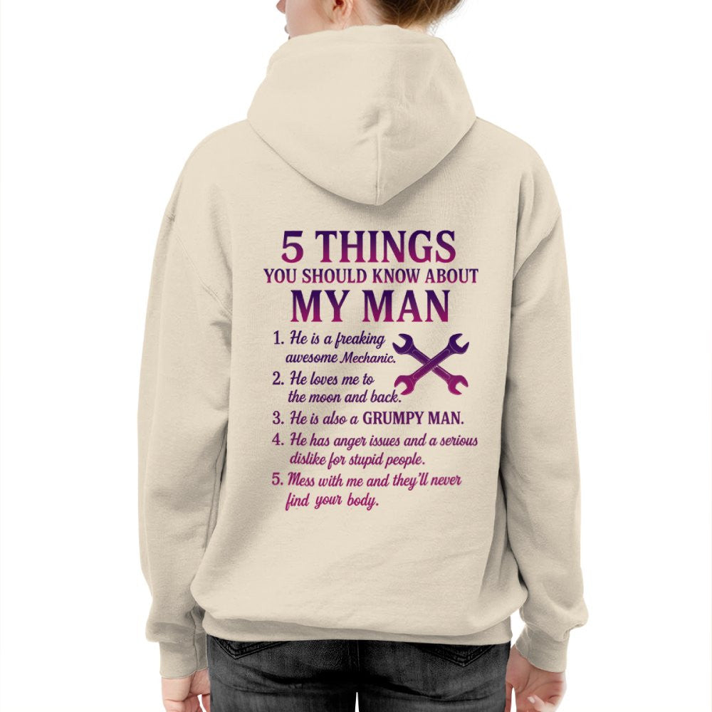 5 Things About My Mechanic Man Apparel - Funny Relationship T-Shirt, Hoodie & More - grunx260804-0012