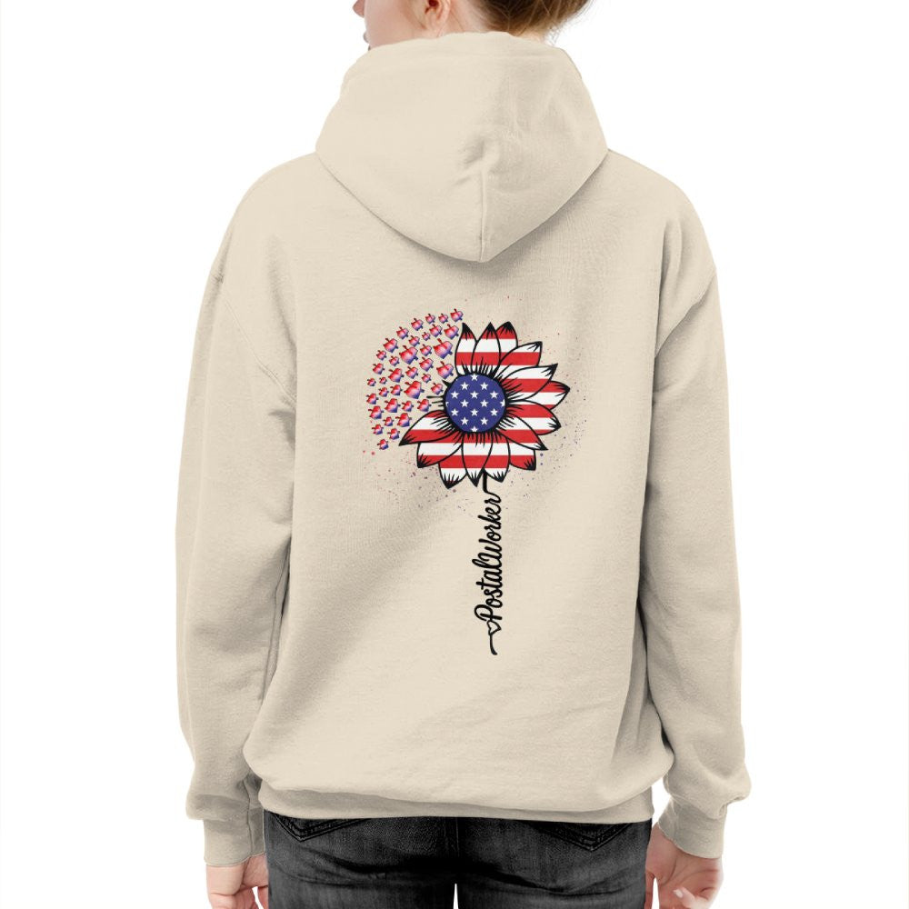 American Flag Flower Postal Worker Apparel - Patriotic T-Shirt, Hoodie & More - grunx260804-0149