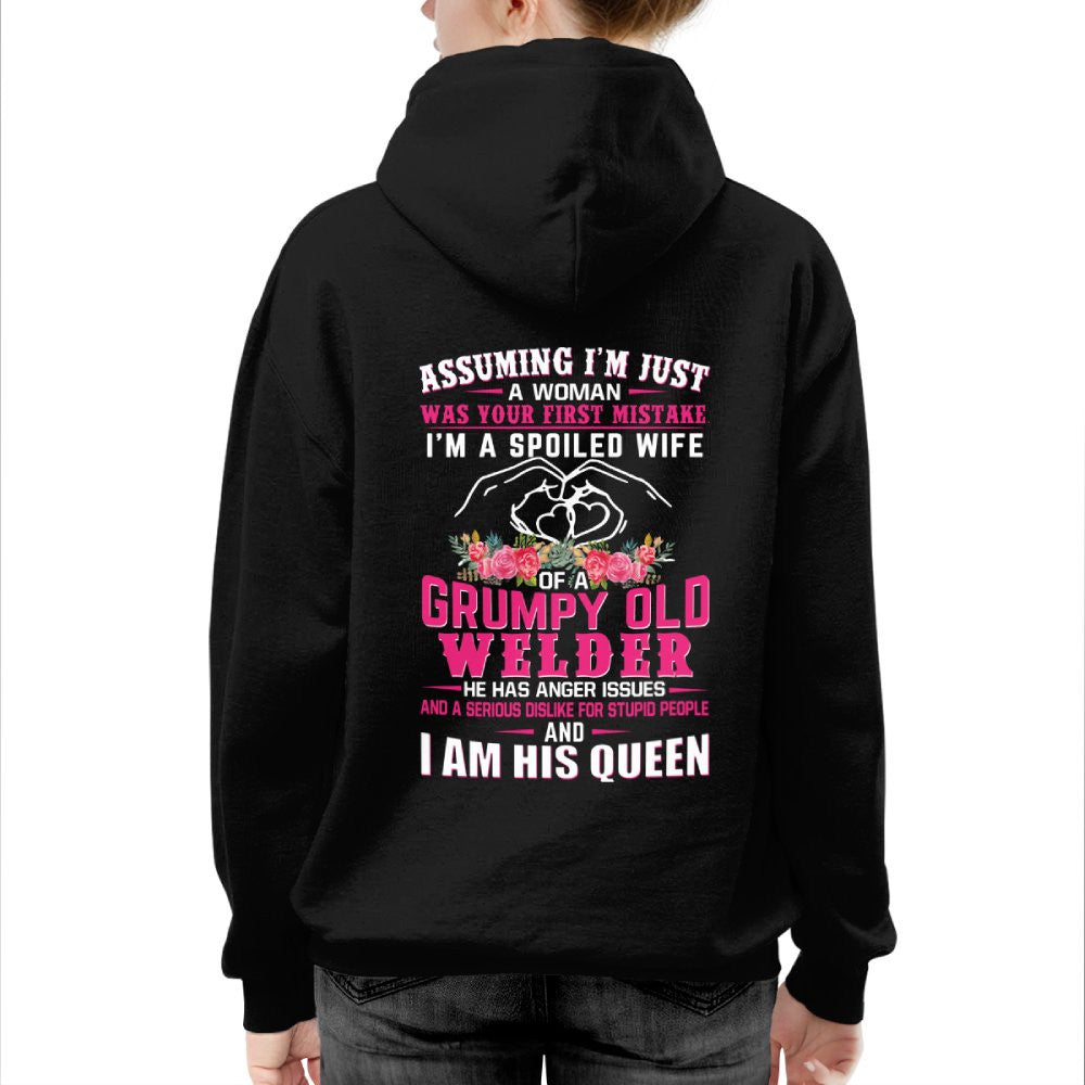 Assuming I'm Just A Woman - Grumpy Welder Wife Quote T-Shirt Hoodie & More - grunx260804-0212