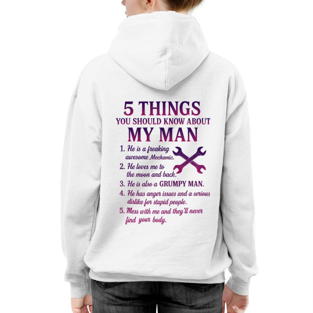 5 Things About My Mechanic Man Apparel - Funny Relationship T-Shirt, Hoodie & More - grunx260804-0012