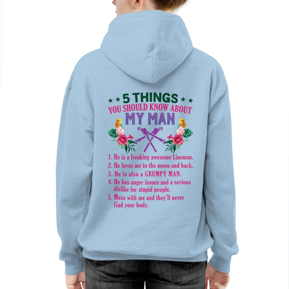 5 Things You Should Know - Lineman Husband Humor T-Shirt, Hoodie & More - grunx260804-0043