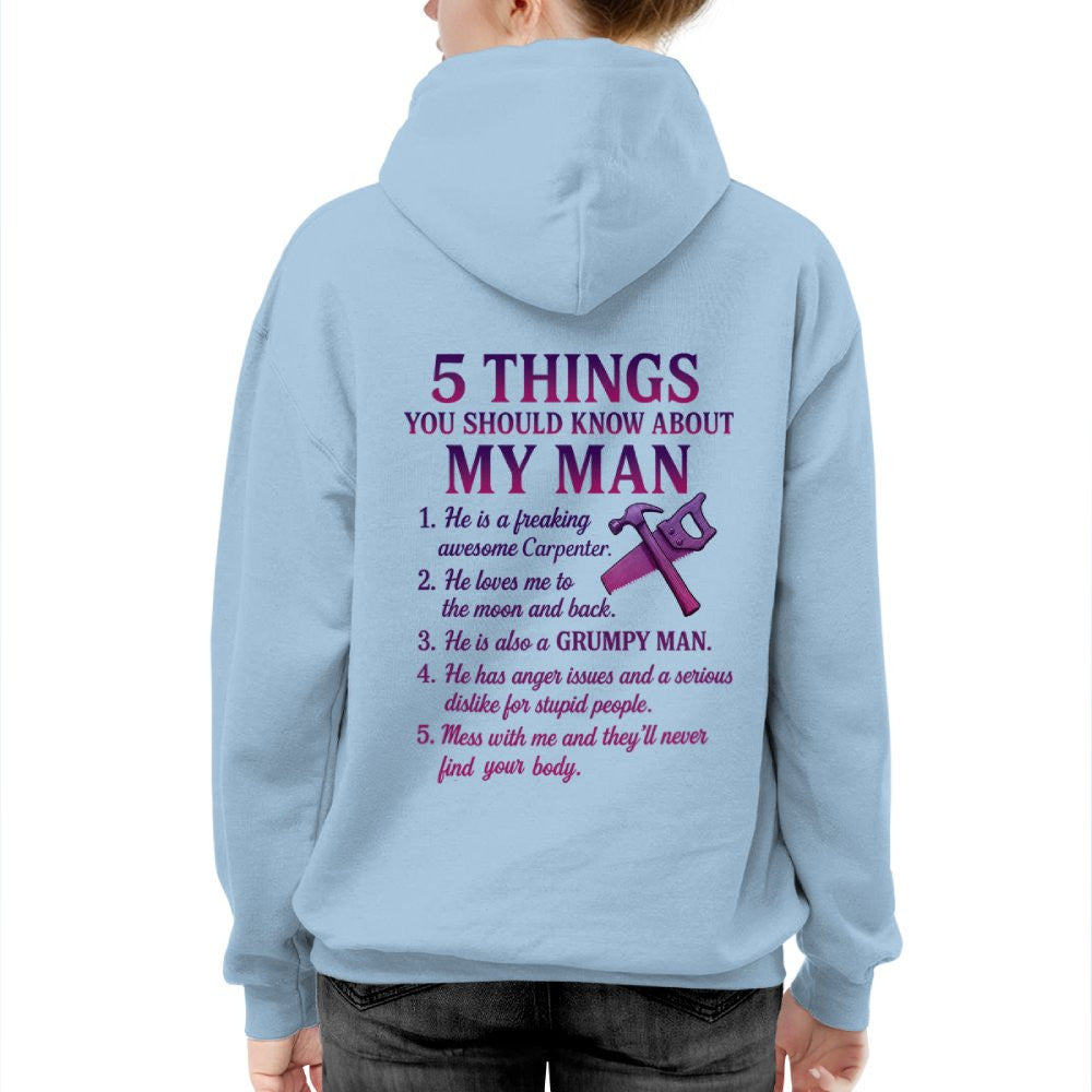 5 Things About My Carpenter Man Apparel - Funny Relationship T-Shirt, Hoodie & More - grunx260804-0001