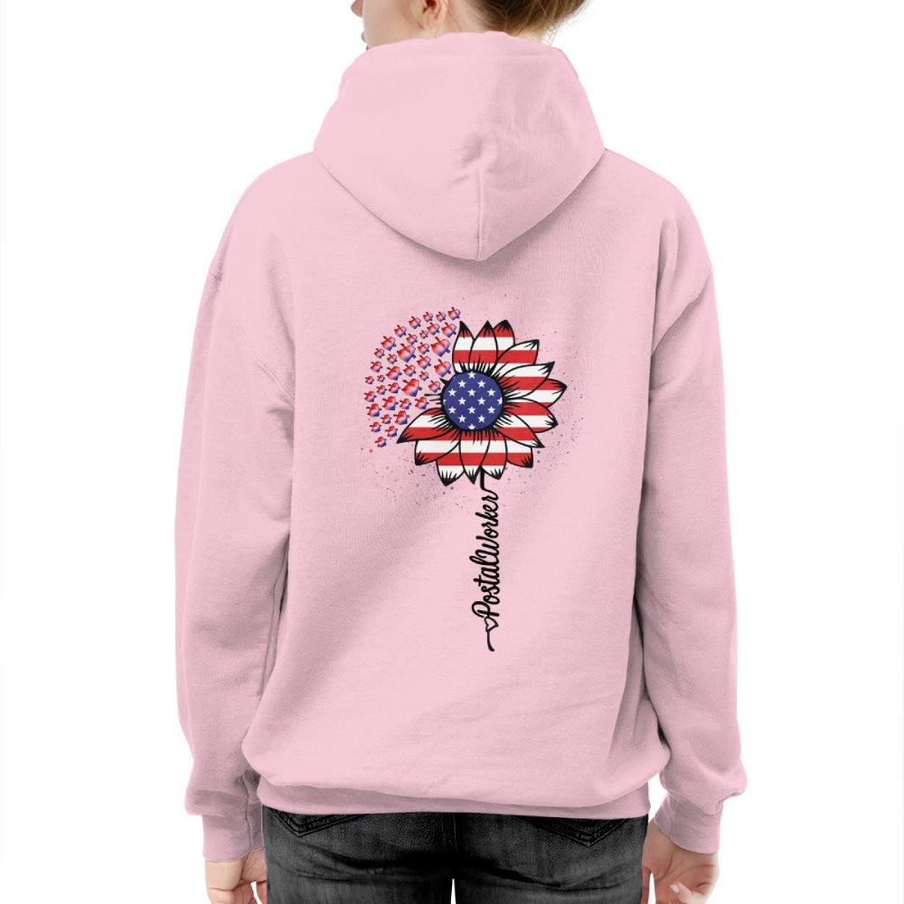 American Flag Flower Postal Worker Apparel - Patriotic T-Shirt, Hoodie & More - grunx260804-0149