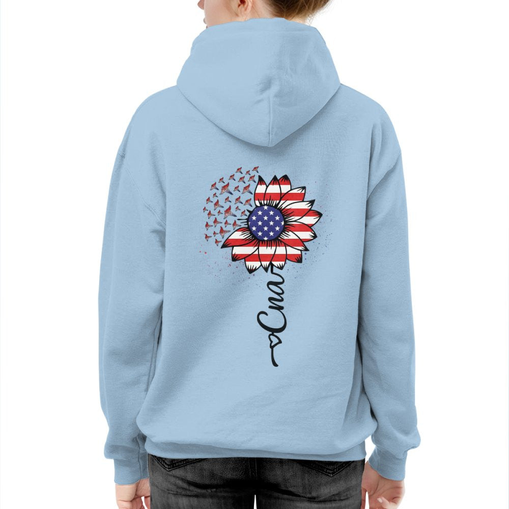 American Flag Flower CNA Apparel - Patriotic Heartbeat T-Shirt, Hoodie & More - grunx260804-0147