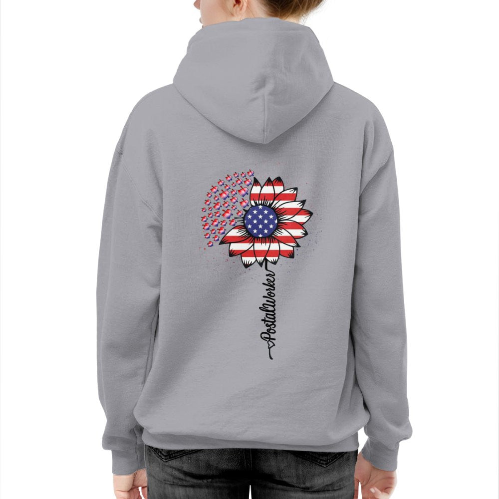 American Flag Flower Postal Worker Apparel - Patriotic T-Shirt, Hoodie & More - grunx260804-0149