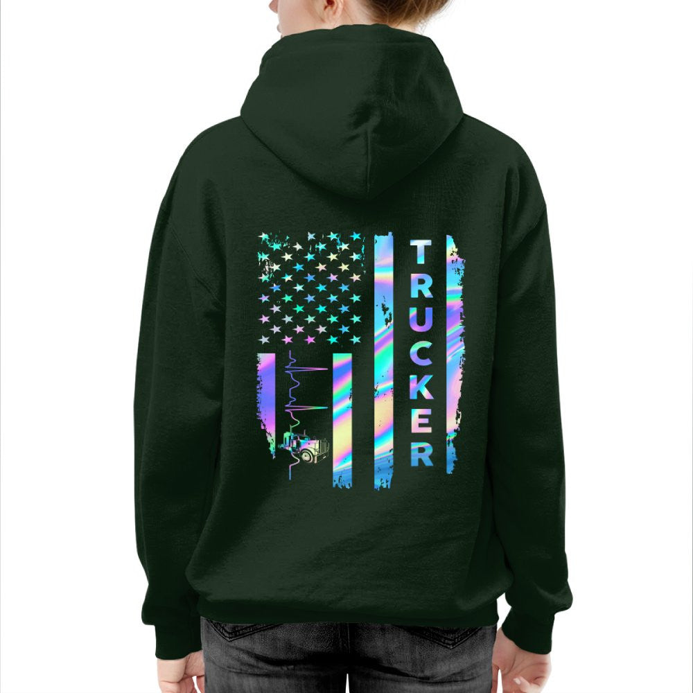 American Flag Holographic - Trucker Pride T-Shirt Hoodie & More - grunx260804-0151