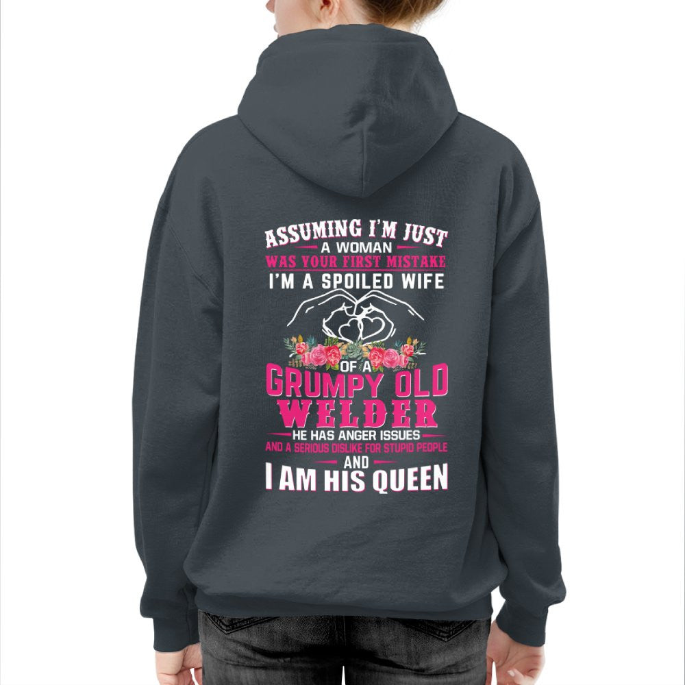 Assuming I'm Just A Woman - Grumpy Welder Wife Quote T-Shirt Hoodie & More - grunx260804-0212