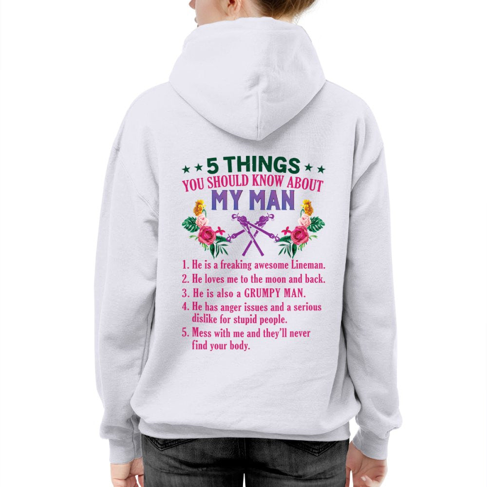 5 Things You Should Know - Lineman Husband Humor T-Shirt, Hoodie & More - grunx260804-0043
