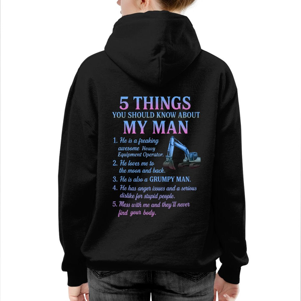 5 Things About My Man - Heavy Equipment Operator Funny T-Shirt, Hoodie & More - grunx260804-0005