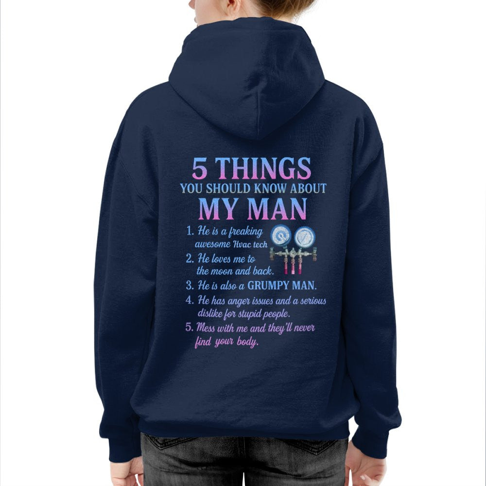 5 Things You Should Know About My Man - HVAC Tech Funny T-Shirt Hoodie & More - grunx260804-0030