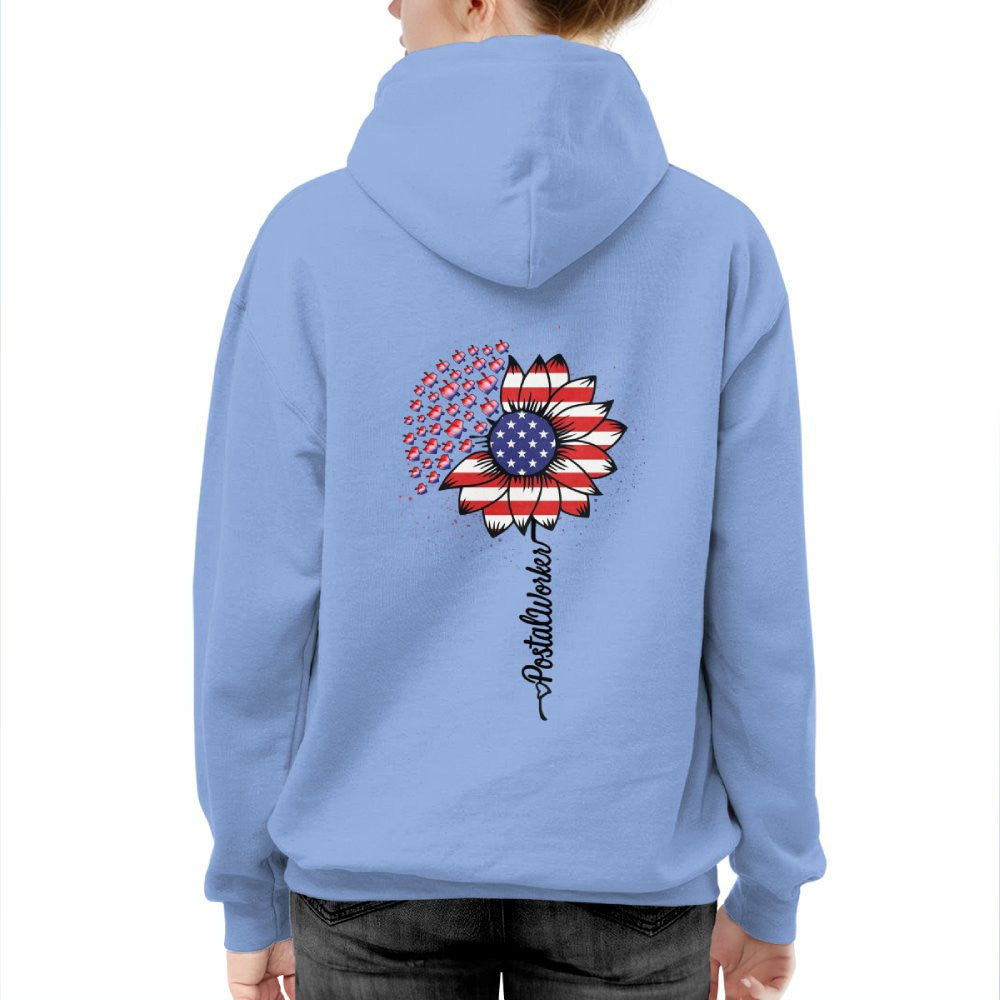 American Flag Flower Postal Worker Apparel - Patriotic T-Shirt, Hoodie & More - grunx260804-0149