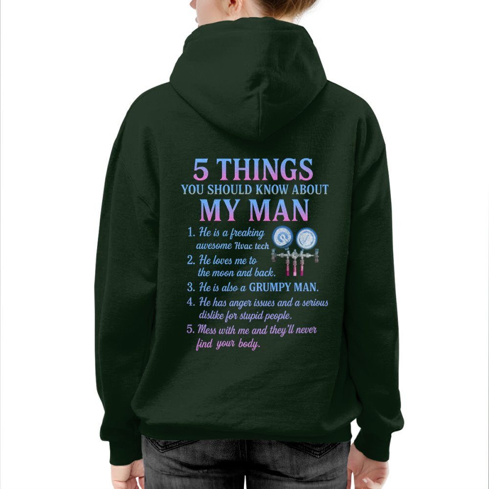 5 Things You Should Know About My Man - HVAC Tech Funny T-Shirt Hoodie & More - grunx260804-0030
