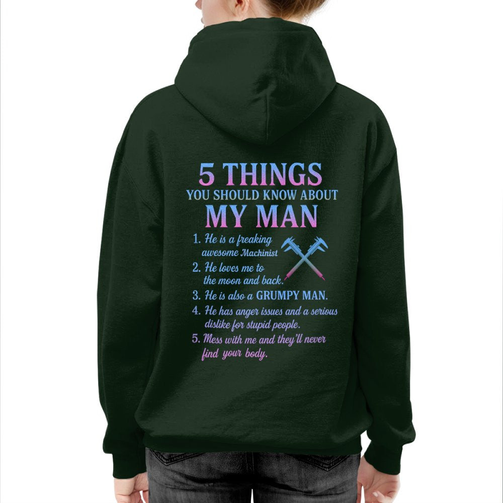 5 Things About My Machinist Man - Funny Love Quote T-Shirt, Hoodie & More - grunx260804-0002