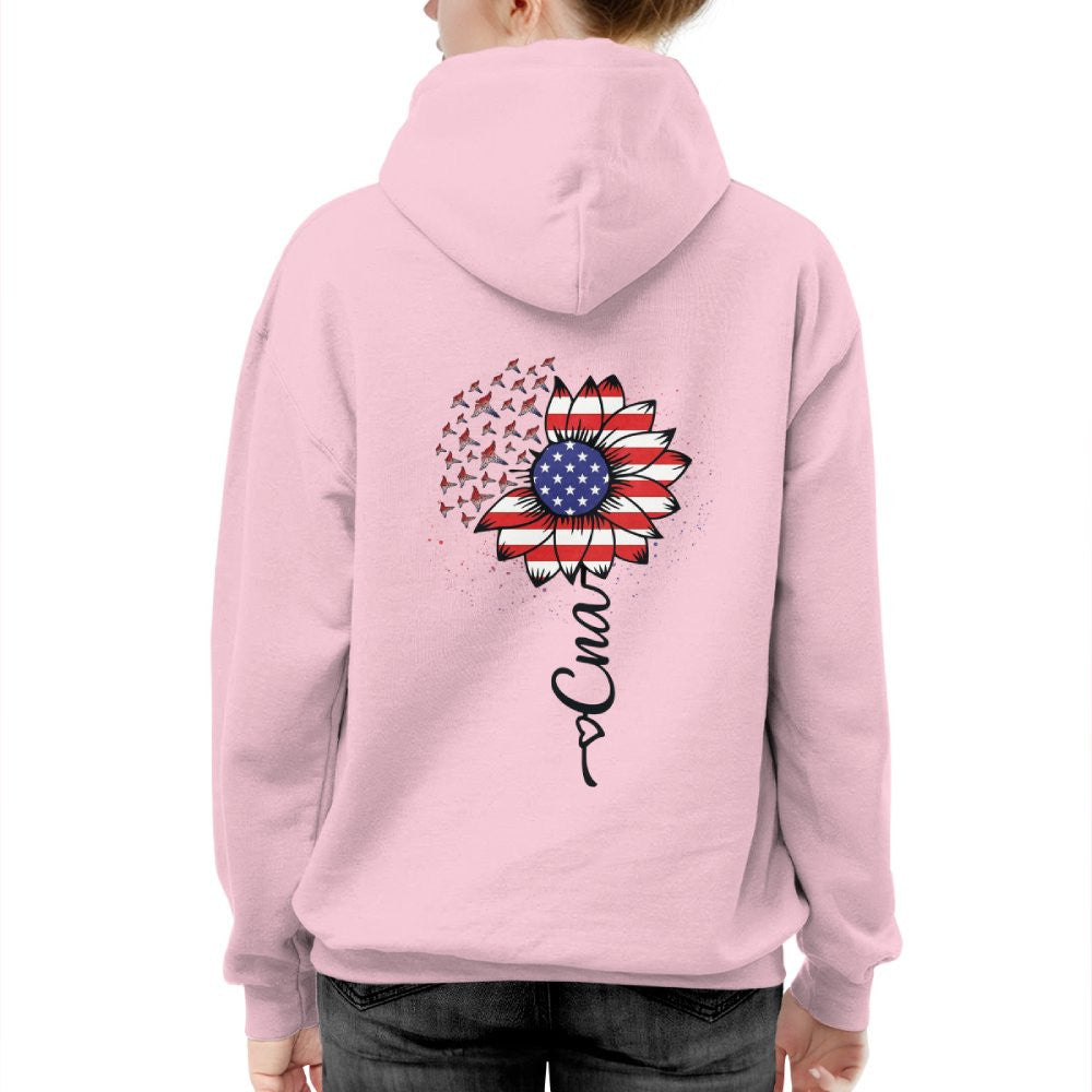 American Flag Flower CNA Apparel - Patriotic Heartbeat T-Shirt, Hoodie & More - grunx260804-0147