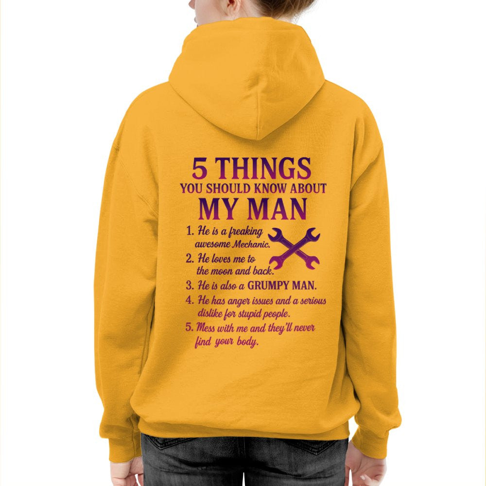 5 Things You Should Know - Mechanic Wife Funny T-Shirt, Hoodie & More - grunx260804-0046
