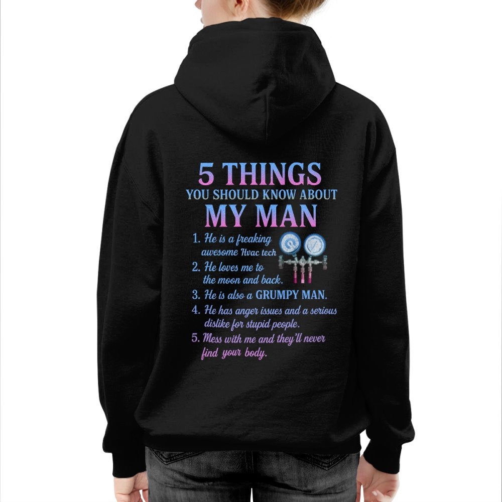 5 Things You Should Know About My Man - HVAC Tech Funny T-Shirt Hoodie & More - grunx260804-0030