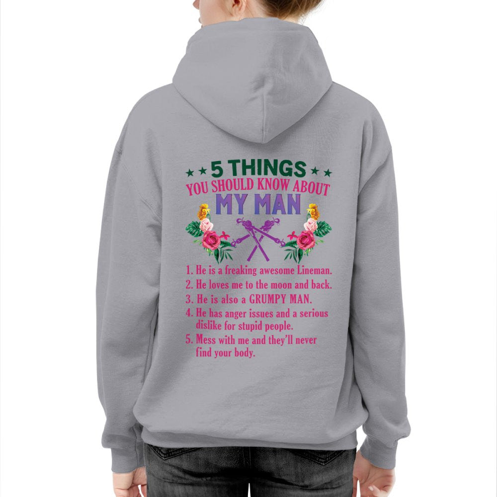 5 Things You Should Know - Lineman Husband Humor T-Shirt, Hoodie & More - grunx260804-0043