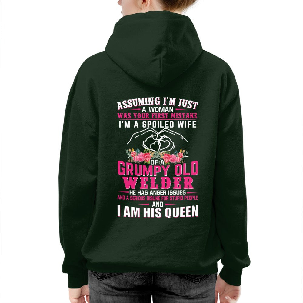 Assuming I'm Just A Woman - Grumpy Welder Wife Quote T-Shirt Hoodie & More - grunx260804-0212