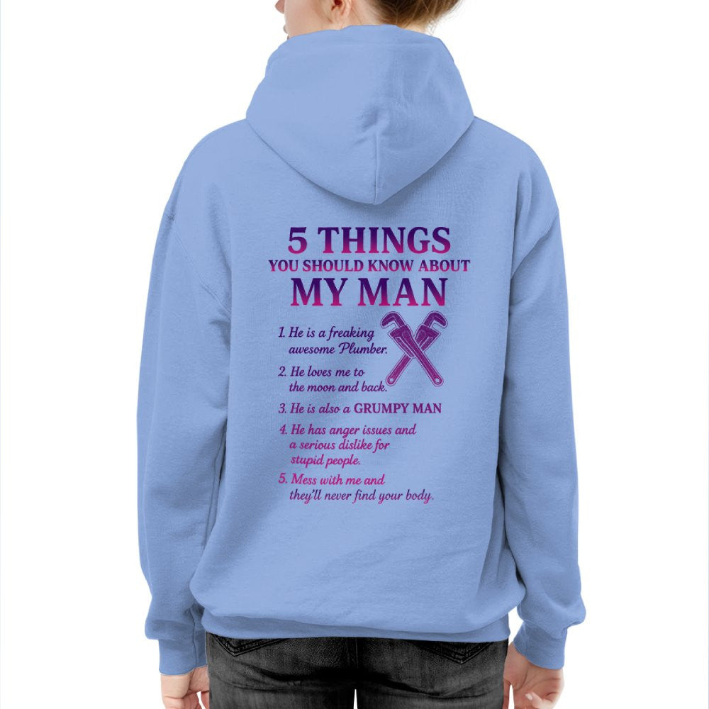 5 Things About My Plumber Man Apparel - Funny Relationship T-Shirt, Hoodie & More - grunx260804-0013