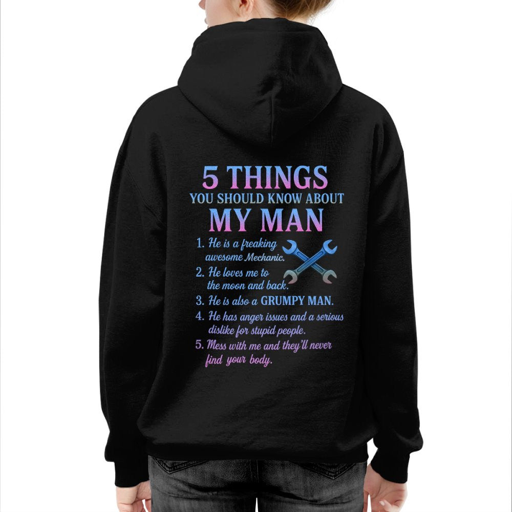 5 Things About My Man - Funny Mechanic T-Shirt, Hoodie & More - grunx260804-0004