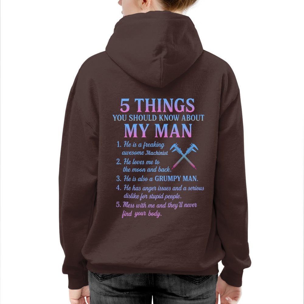 5 Things About My Machinist Man - Funny Love Quote T-Shirt, Hoodie & More - grunx260804-0002