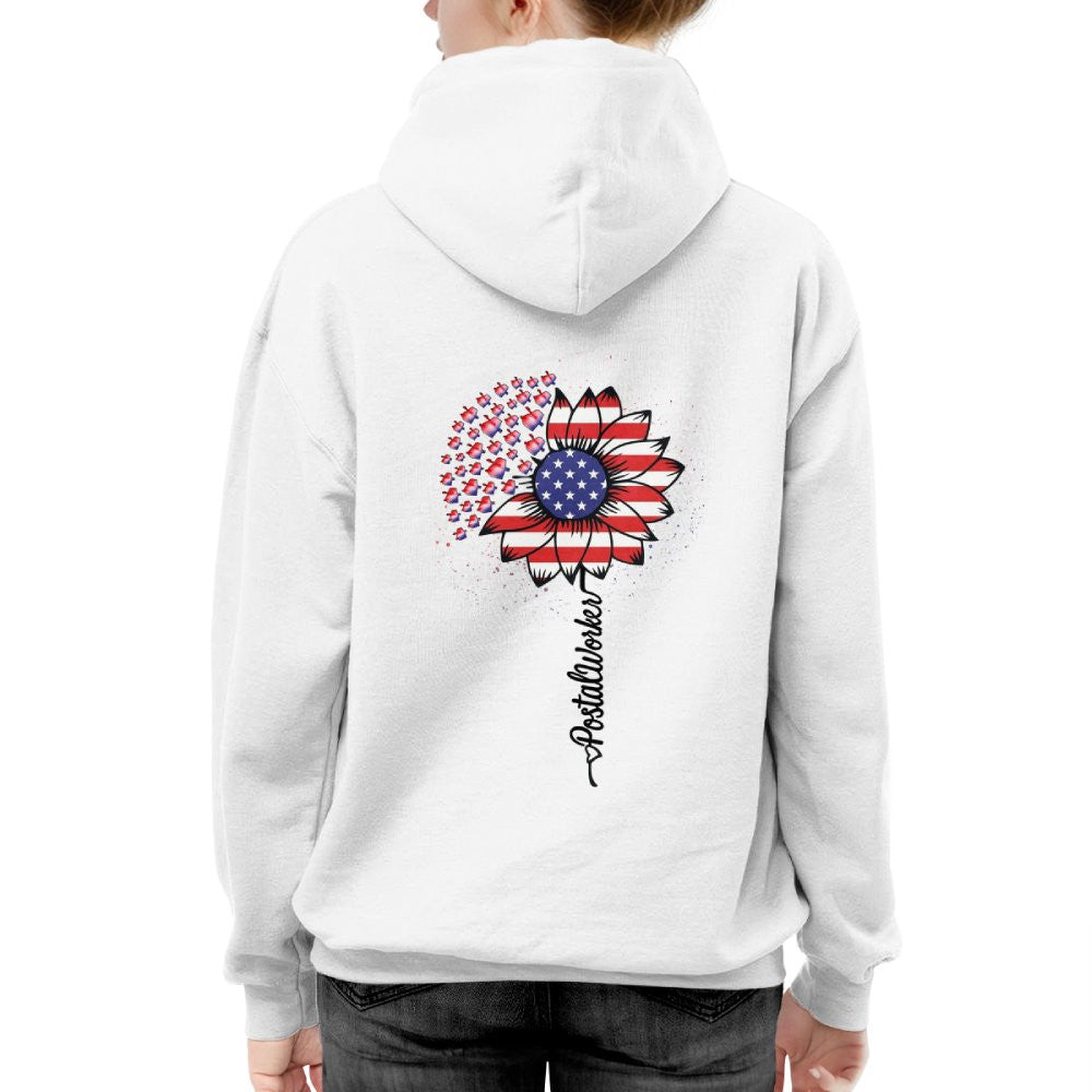 American Flag Flower Postal Worker Apparel - Patriotic T-Shirt, Hoodie & More - grunx260804-0149