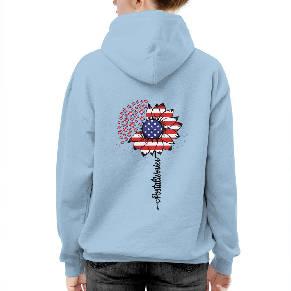 American Flag Flower Postal Worker Apparel - Patriotic T-Shirt, Hoodie & More - grunx260804-0149