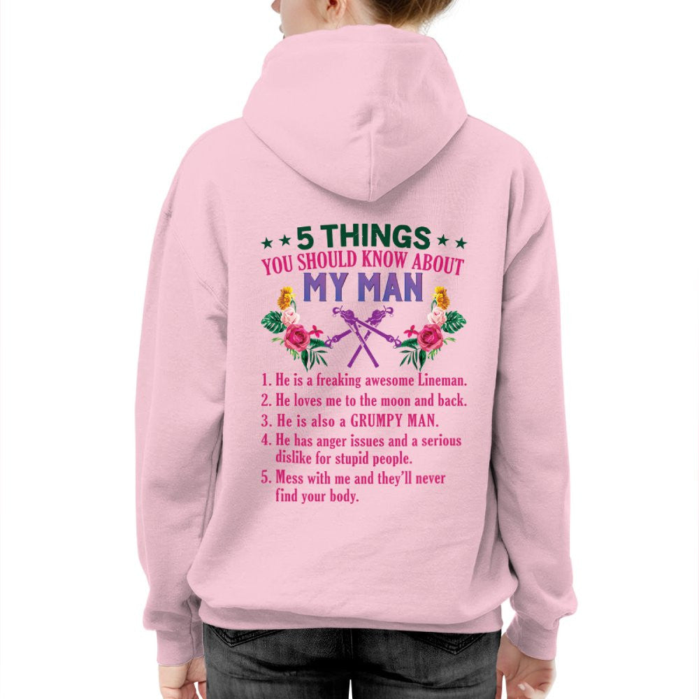 5 Things You Should Know - Lineman Husband Humor T-Shirt, Hoodie & More - grunx260804-0043