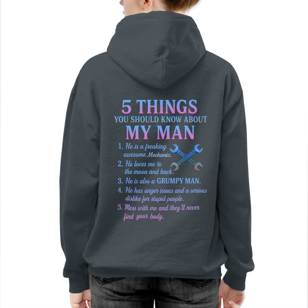 5 Things About My Man - Funny Mechanic T-Shirt, Hoodie & More - grunx260804-0004